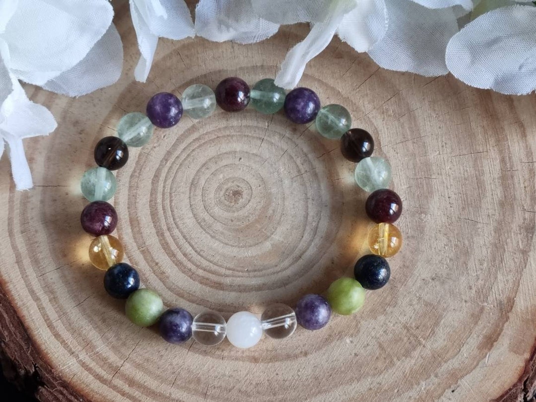 Menopause Thyroid Genuine Gemstones Crystal Bracelet Etsy UK