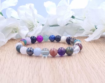 Fertility Crystal bracelet, Pregnancy support Healing gemstones, Moonstone, Rose quartz, Citrine multi stones, Thoughtful gift for her, IVF