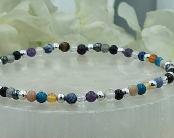 Healing Crystal Anklet, Gemstone Bracelet, Apatite, Personalized Charm
