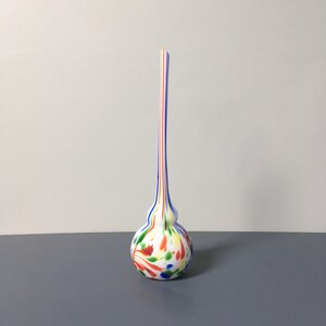 Photos.     Murano Statement Vase, Artisan Blown Rainbow Glass, Tall Single Bloom Bud Vase