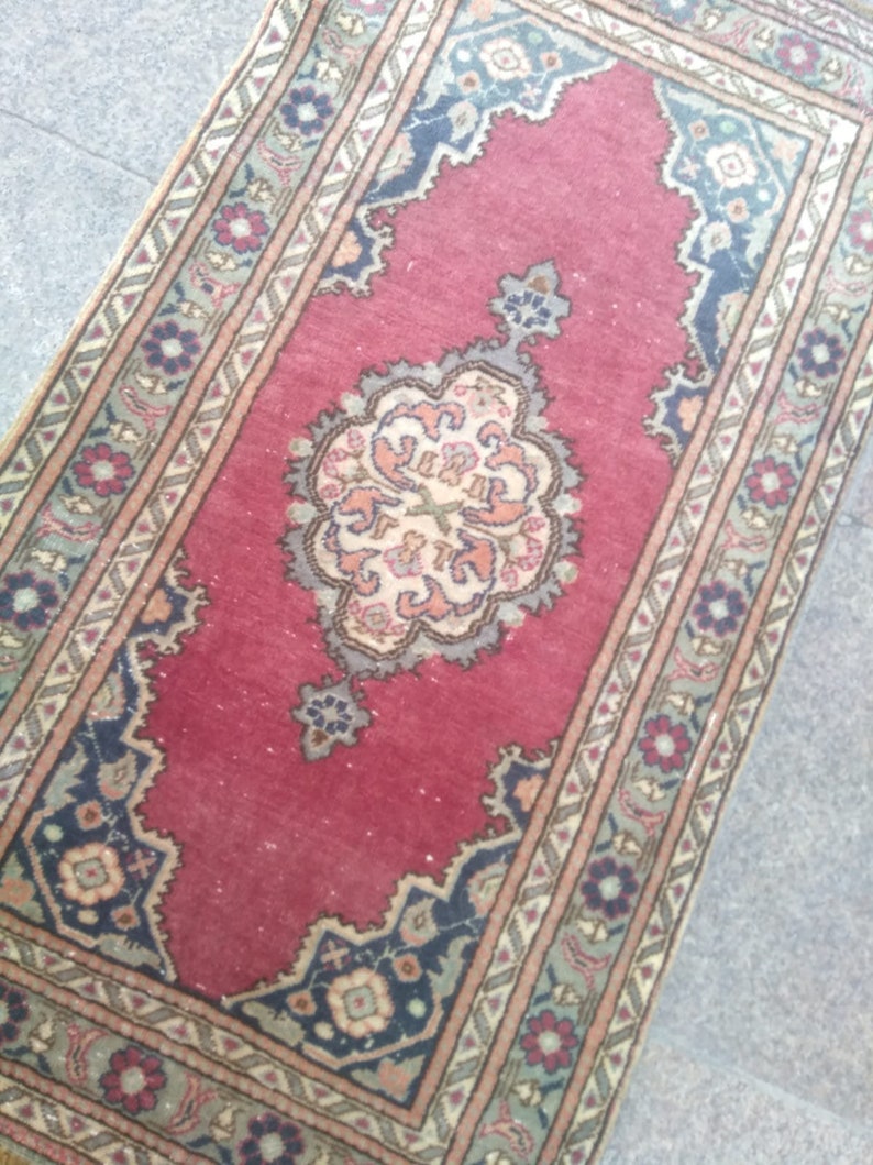 Small Rug Handmade Small Rug 2x3/'2 feet blue and red small rug rugs Turkish Rug Doormat Blue Rug Vintage Small Rug Oushak Small Rug