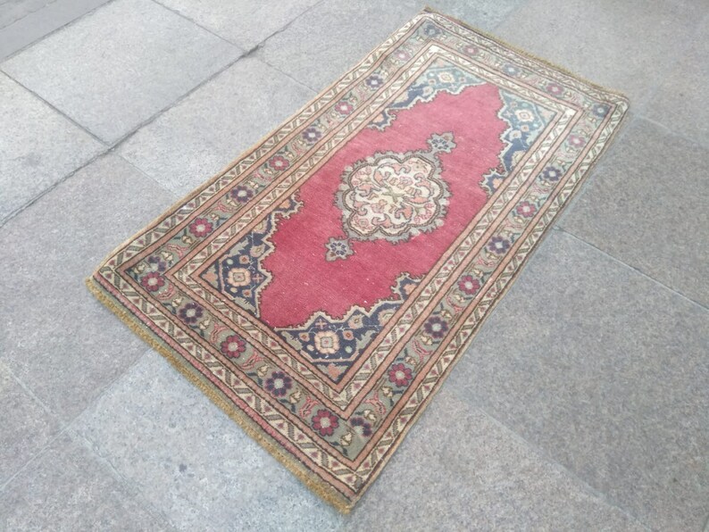 Small Rug Handmade Small Rug 2x3/'2 feet blue and red small rug rugs Turkish Rug Doormat Blue Rug Vintage Small Rug Oushak Small Rug