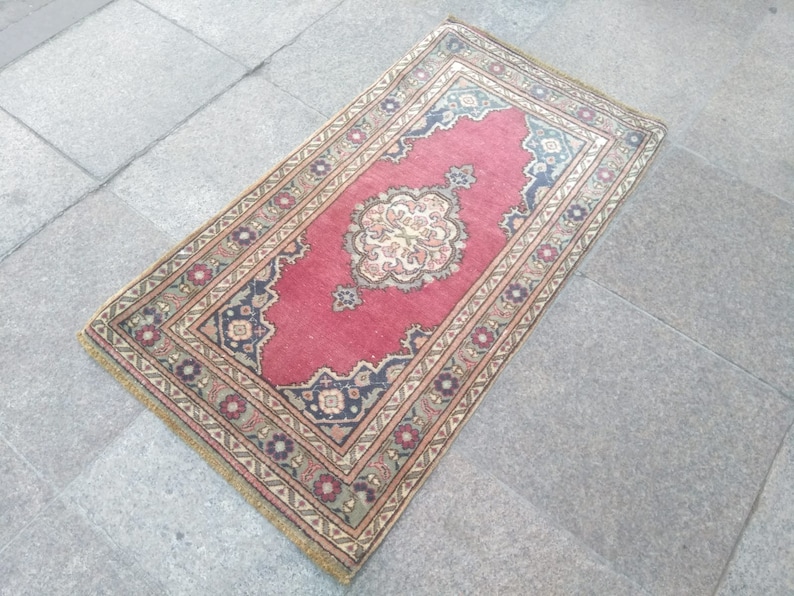 Small Rug Handmade Small Rug 2x3/'2 feet blue and red small rug rugs Turkish Rug Doormat Blue Rug Vintage Small Rug Oushak Small Rug