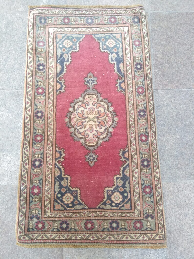 Small Rug Handmade Small Rug 2x3/'2 feet blue and red small rug rugs Turkish Rug Doormat Blue Rug Vintage Small Rug Oushak Small Rug