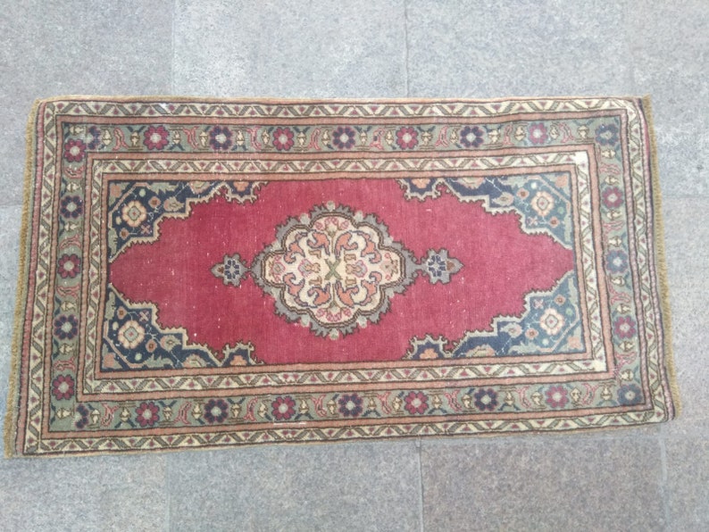 Small Rug Handmade Small Rug 2x3/'2 feet blue and red small rug rugs Turkish Rug Doormat Blue Rug Vintage Small Rug Oushak Small Rug