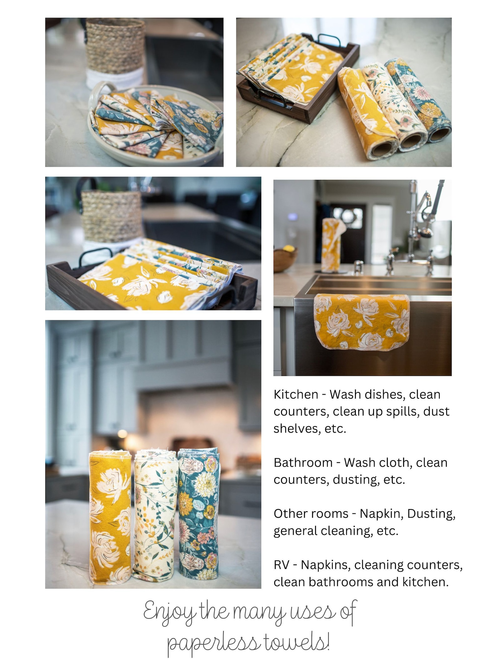 Paperless Towel Kitchen Cleaning Paper Free Towel 10x12 Set Etsy