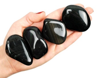 Velvet Obsidian Tumbled Stone, Black Sheen Crystal, Shadow Work And Altar Ritual Gem