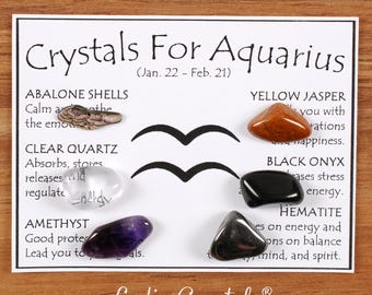 Wassermann Kristalle Set, Geschenk für Kristallliebhaber, Heilsteine, Sternzeichen Kristalle