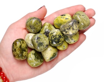 Green Serpentine Tumbled Stone, Gift For Crystal Lovers, Natural Olive Green Healing Gemstone