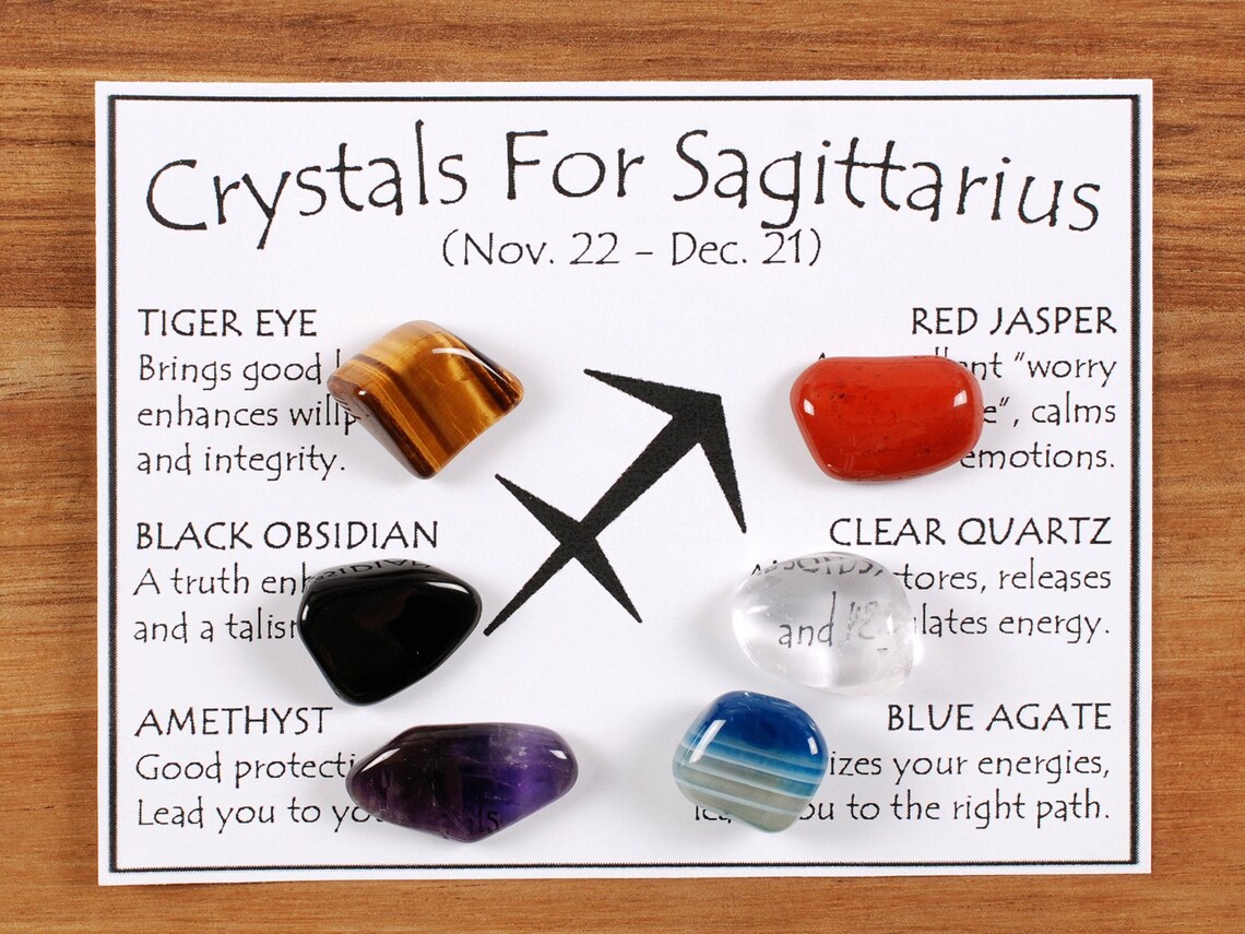 Set de cristal del zodíaco de Sagitario piedras del zodíaco Etsy