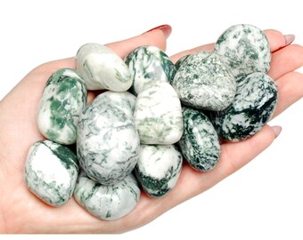 Dendritic Agate Tumbled Stone, Tree Agate Crystal, Abundance And Altar Ritual Gem