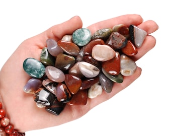 Set of 10 Sardonyx Tumbled Stones, Polished Banded Crystals, Strength And Protection Set