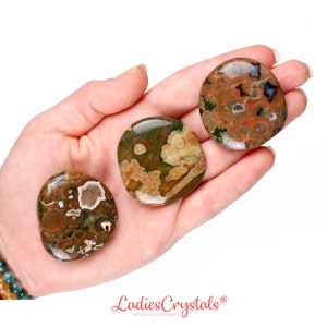 Rainforest Rhyolite Palm Stone, Rainforest Rhyolite, Palm Stones, Rhyolite, Stones, Crystals, Rocks, Gifts, Gemstones, Gems, Zodiac Crystals