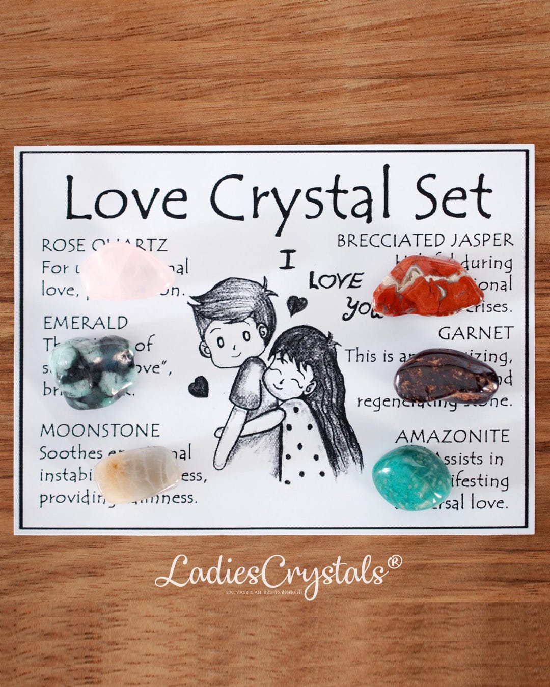 Love Crystal Set, Romance and Heart Gift for Crystal Lovers