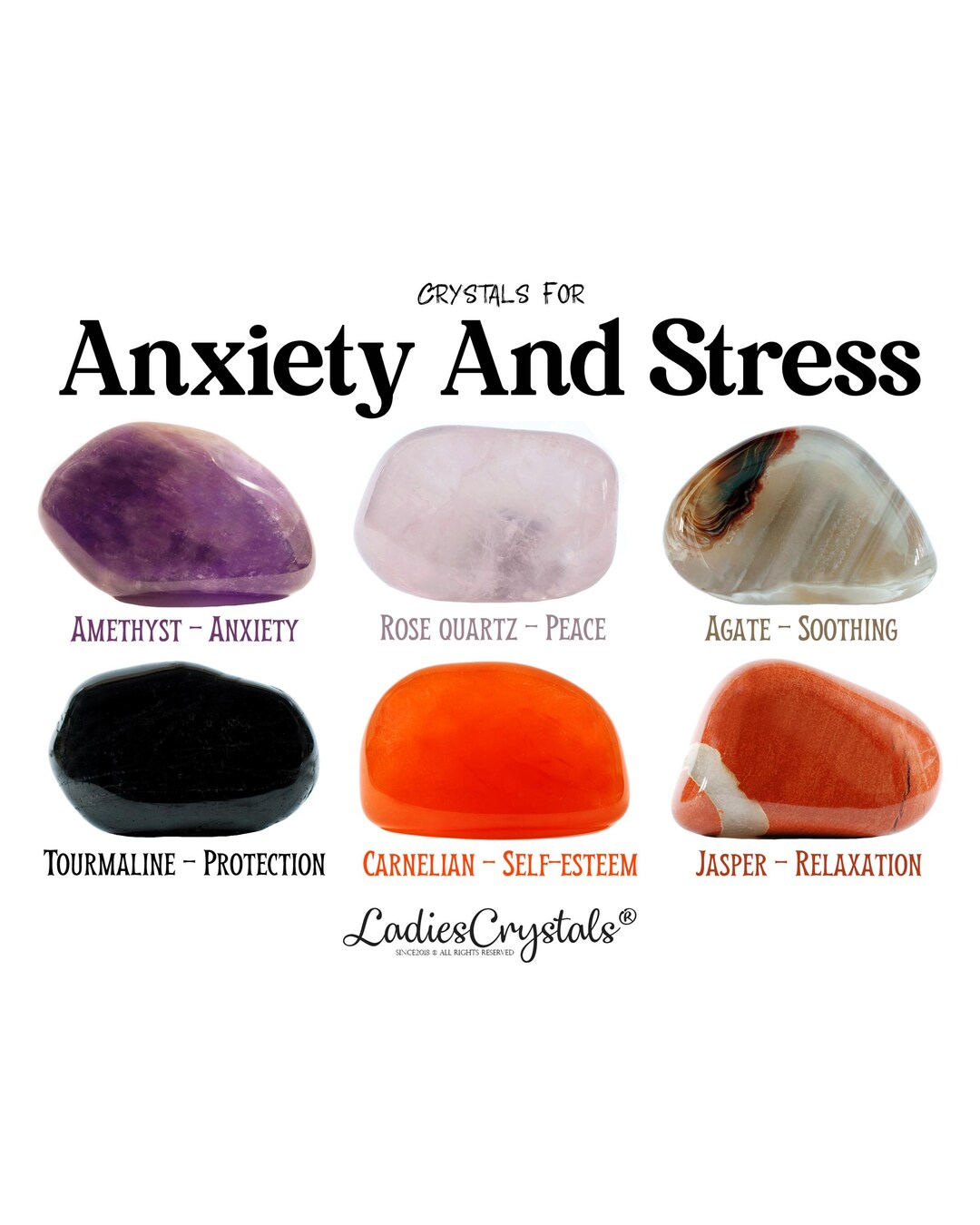 Anxiety and Stress Crystal Set, Relief Peace, Gift for Crystal Lovers ...