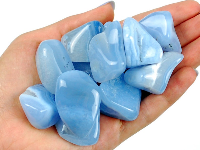 Jumbo Blue Chalcedony Tumbled Stone Healing Blue Crystals Etsy