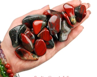 Bloodstone Tumbled Stone, Gift For Crystal Lovers, Natural Dark Green Red Healing Gemstone