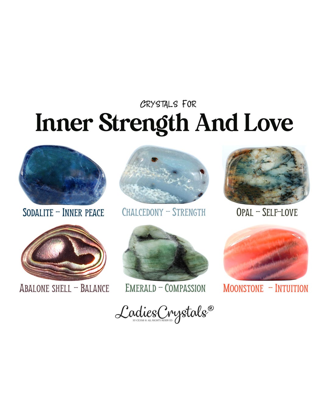 Inner Strength and Love Crystal Set, Courage and Healing, Gift for