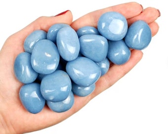 Angelite Tumbled Stone, Blue Anhydrite Crystal, Angelic Peace And Altar Ritual Gem