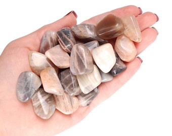 Moonstone Tumbled Stone, Gift for Crystal Lovers, Natural White Lunar Healing Gemstone