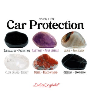 Car Protection Crystals Set, Protection Crystals, Black Tourmaline, Amethyst, Agate, Clear Quartz, Jasper, Obsidian, Healing Crystals, Gifts