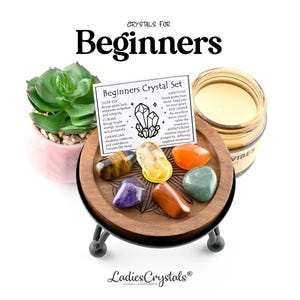 Kristallenset voor beginners, tijgeroog, citrien, carneool, amethist, rode jaspis, aventurijn, startpakket kristal, beginnerspakket kristal, set, set
