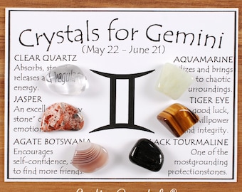 Conjunto de cristales Géminis, Claridad y concentración, Regalo para amantes de los cristales, Piedras preciosas curativas