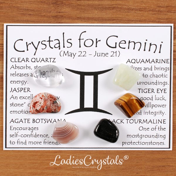 Gemini Crystal Set, Clarity Аnd Focus, Gift For Crystal Lovers, Healing Gemstones