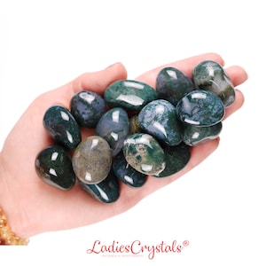 Moss Agate Tumbled Stone, Moss Agate, Tumbled Stones, Moss Agate, Agate, Stones, Crystals, Rocks, Gifts, Gemstones, Gems, Zodiac Crystals