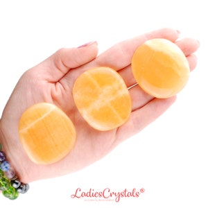 Orange Calcite Palm Stone, Orange Calcite, Palm Stones, Smooth Stones, Stones, Gifts, Rocks, Gemstones, Zodiac Crystals, Healing Crystals