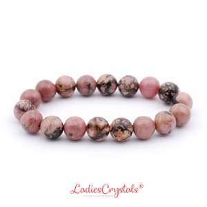 Rhodonite Bracelet, Rhodonite Bracelet 10 mm, Fertility Bracelet, Bracelets, Metaphysical Crystals, Wedding Favors, Gifts, Crystals, Gems image 1