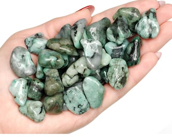 Emerald Tumbled Stone, Abundance And Love, May Birthstone Crystal, Genuine Raw Emerald Pocket Gemstone