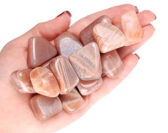 Peach Moonstone Tumbled Stone, Natural Apricot Crystal For Emotional Balance And Creativity