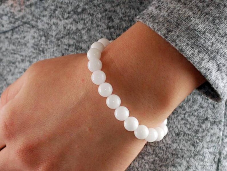 White Quartz Bracelet White Quartz Bracelet 8 Mm Beads White Etsy