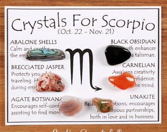 KARMABOX Scorpione Gifts - Set regalo con pietre curative in cristallo dello Scorpione, 12 segni zodiacali, regali zodiacali, astrologia da donna, regalo di compleanno per donne