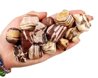 Zebra Jasper Tumbled Stone, Polished Yin Yang Crystal, Balance And Altar Ritual Gem