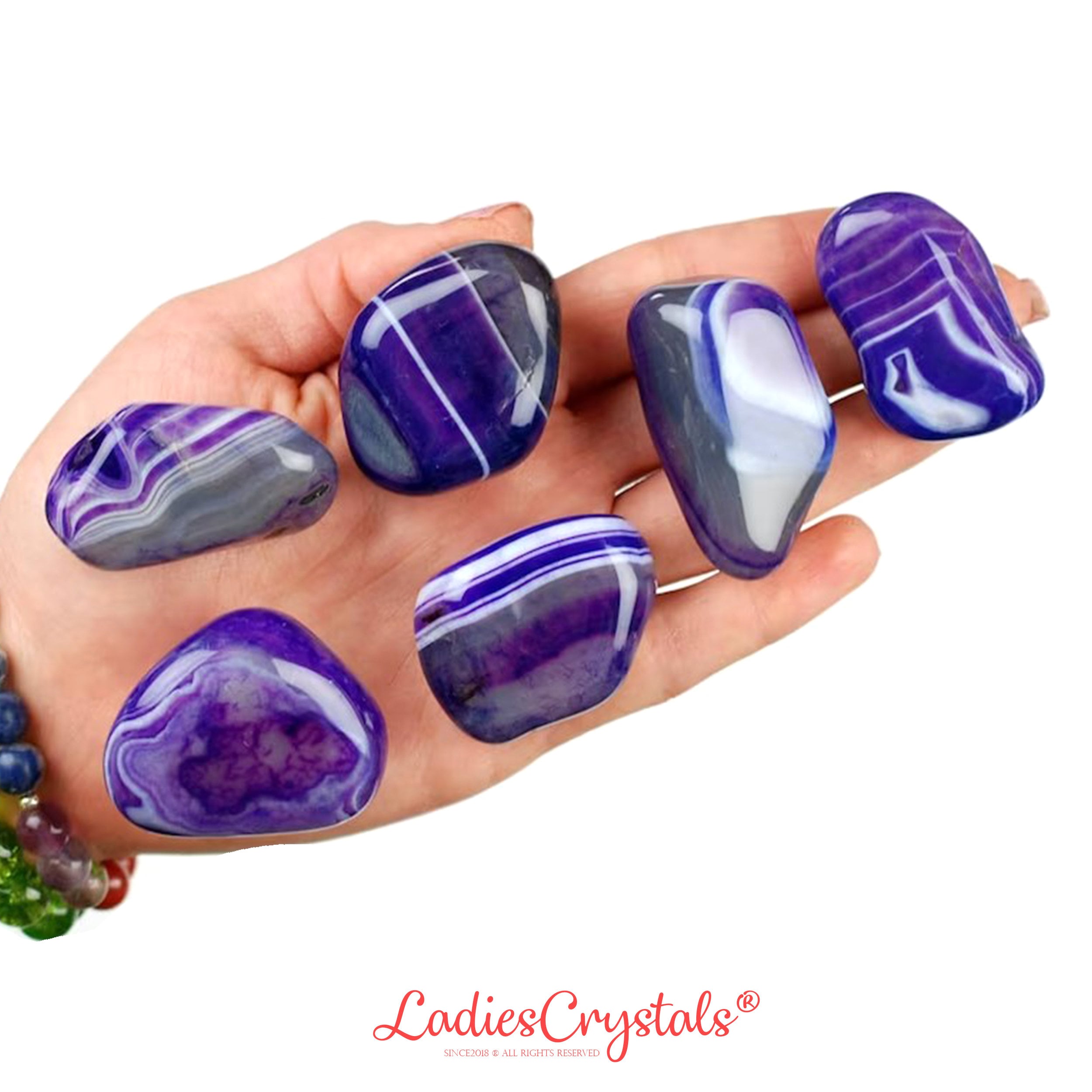 Bracciale Chakra Con Perline Viola 17cm