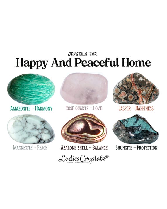 Happy and Peaceful Home Crystals Set, House Protection