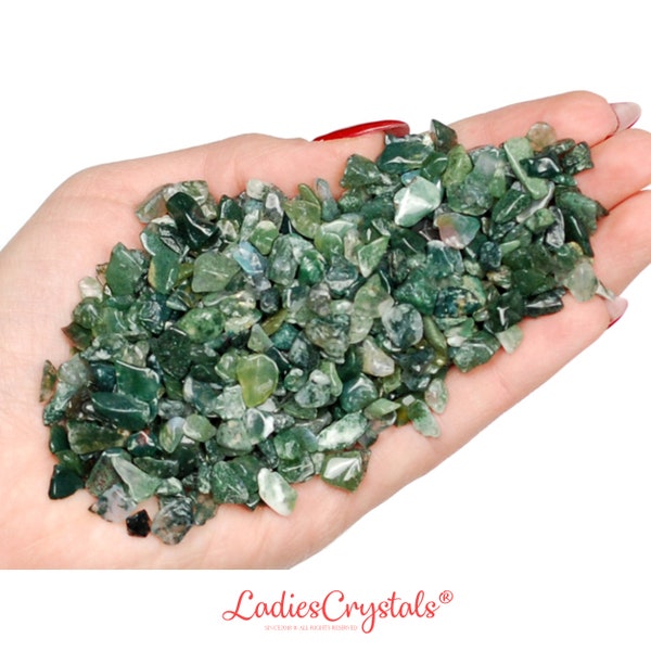 Green Moss Agate Chip Stones, Moss Agate Small Tumbled Stones, Craft Supplies, Gifts, Metaphysical Crystals, Crystals, Chips, Gemstone Chip