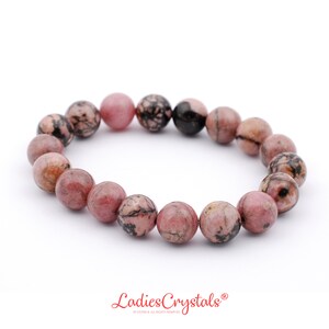 Rhodonite Bracelet, Rhodonite Bracelet 10 mm, Fertility Bracelet, Bracelets, Metaphysical Crystals, Wedding Favors, Gifts, Crystals, Gems image 3