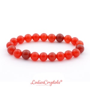Karneol Armband, Karneol Armband 8 mm Perlen, Karneol, Armbänder, Rot Orange Karneol Armband, Gefälligkeiten, Geschenke, Kristalle, Edelsteine