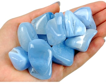 Calcédoine bleue pierre roulée, calme, communication claire et paix, chakra de la gorge, pierre anti-anxiété, cadeau pour le cancer, Gémeaux