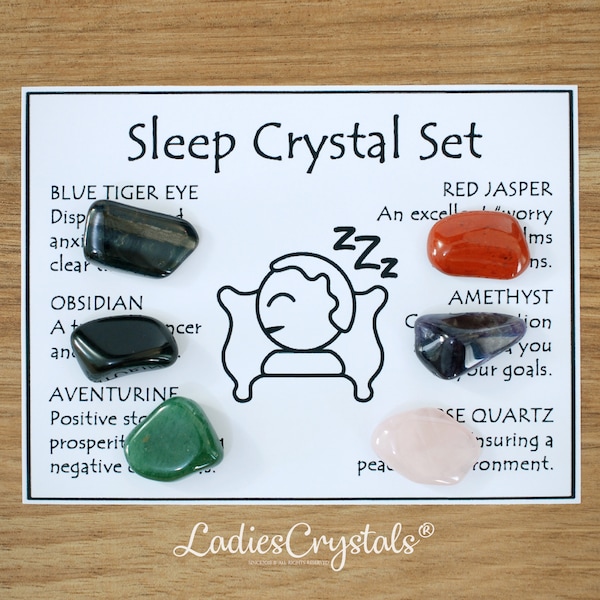 Sleep Crystals Set, Sleep Crystals, Blue Tiger Eye, Obsidian, Aventurine, Red Jasper, Amethyst, Rose Quartz, Gift Set, Gifts, Crystals, Gems