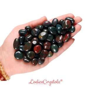 Set mit 10 Heliotrop Trommelsteinen, Heliotrop, Trommelsteine, Blutstein Stein, Bloodstone, Steine, Kristalle, Felsen, Geschenke, Edelsteine, Sternzeichen
