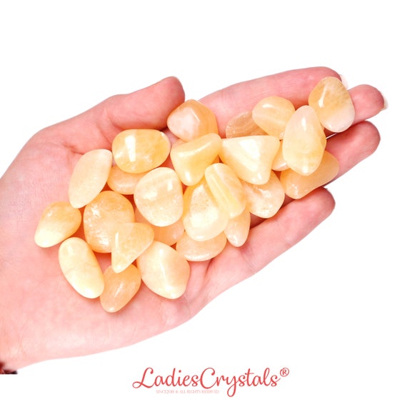 Yellow Calcite Tumbled Stone, Natural Honey Gold Gemstone, Optimism And Energy Wellness Stone