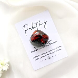 Abrazo de bolsillo con gema de piedra de sangre, abrazo de bolsillo de cristal, cristal de piedra de sangre, piedra de bolsillo, ficha de bolsillo, regalos, recuerdos de boda, regalos de baby shower