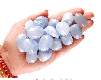 Pierre roulée de calcédoine bleue, cristal bleu ciel, gemme de guérison rituelle de sérénité et d'autel