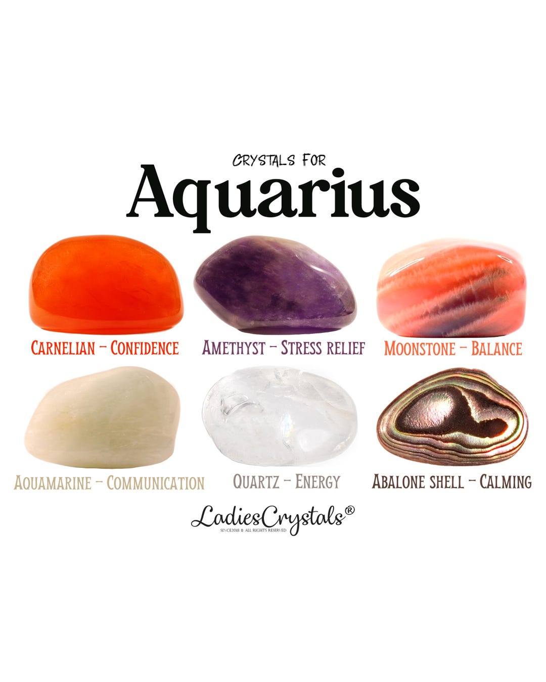 Aquarius Crystals Set, Aquarius Stones, Zodiac Crystals Set