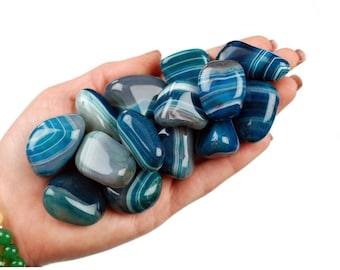 Blue Agate Tumbled Stone, Gift for Crystal Lovers, Natural Sky Blue Healing Gemstone