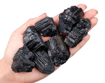 Black Tourmaline Raw Stone, Natural Protection Crystal For Grounding And Negative Energy Shield